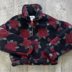 Hollister Fleece Jacket with Red and Black Design